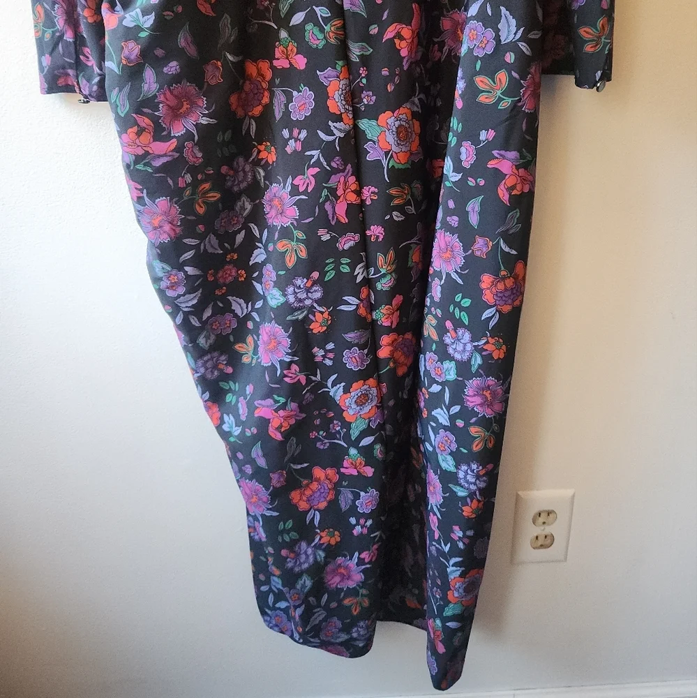 NWT Veronica Beard Selena Floral Sheath Maxi Ruched Silk Dress, size 20 - Picture 11 of 15